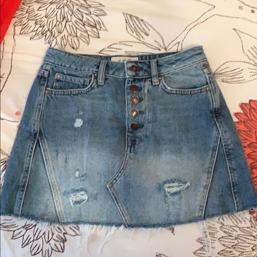 Free people button jean skirt
